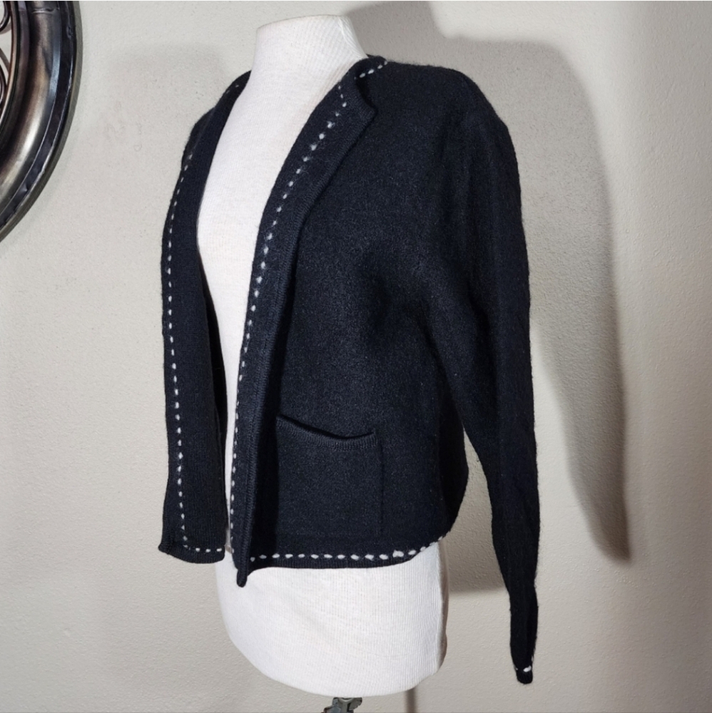 Karen Scott 100% Wool Cardigan Black Size L - Picture 6 of 17